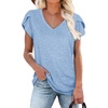 image:imageWIHOLL Womens Tops V Neck Summer Petal Sleeve Casual TshirtsSkyblue