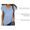 image:imageWIHOLL Womens Tops V Neck Summer Petal Sleeve Casual TshirtsSkyblue