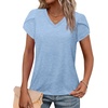 image:imageWIHOLL Womens Tops V Neck Summer Petal Sleeve Casual TshirtsSkyblue