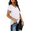image:imageWIHOLL Womens Tops V Neck Summer Petal Sleeve Casual TshirtsWhite