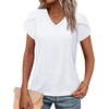 image:imageWIHOLL Womens Tops V Neck Summer Petal Sleeve Casual TshirtsWhite