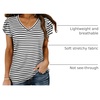 image:imageWIHOLL Womens Tops V Neck Summer Petal Sleeve Casual TshirtsZ0striped Black