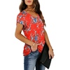 image:imageWIHOLL Womens Tops V Neck Summer Petal Sleeve Casual TshirtsZ2floral Red