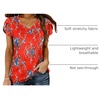 image:imageWIHOLL Womens Tops V Neck Summer Petal Sleeve Casual TshirtsZ2floral Red