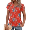 image:imageWIHOLL Womens Tops V Neck Summer Petal Sleeve Casual TshirtsZ2floral Red