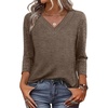 image:imageWIHOLL 34 Length Sleeve Womens Tops Lightweight Summer Fall OutfitsCoffee