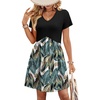 image:imageWIHOLL Dresses for Women 2026 Casual Summer V Neck Babydoll Dress Short Sleeve Fashion Beach Vacation ClothesBoho Leaf