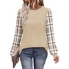 image:imageWIHOLL Long Sleeve Shirts for Women Fall Fashion Tops Trendy Color BlockBeige