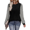 image:imageWIHOLL Long Sleeve Shirts for Women Fall Fashion Tops Trendy Color BlockBlack Beige