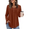 image:imageWIHOLL Long Sleeve Shirts for Women Fall Outfits 2025 Crewneck Casual Tunic Tops Trendy Blouses Fashion Clothing2caramel