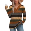 image:imageWIHOLL Long Sleeve Shirts for Women Fall Outfits V Neck T Shirts Button Down Tunic Tops Fashion Clothing1autumn Stripe
