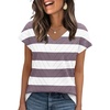 image:imageWIHOLL Short Sleeve Sweater for Women V Neck Trendy Summer Tops 2026 Beach Vacation Clothes Travel Business Casual OutfitsZ  White Purple Stripes