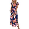 Floral Navy Blue Red Flowers