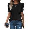 image:imageWIHOLL Summer Tops for Women Puff Sleeve Crewneck T Shirts Dressy Casual Blouses Spring Outfits Fashion ClothesBlack