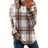 image:imageWIHOLL Sweatshirt for Women Crewneck Long Sleeve Shirts Curved Hem Lightweight Sweaters Fall Clothes 2025Plaid Caramel