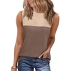 image:imageWIHOLL Tank Top for Women Casual Knitted Summer Sleeveless Tops Crewneck Spring Color Block Shirts Fashion 2025Mud Brown