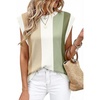 image:imageWIHOLL Tank Tops for Women Summer Lightweight Sweater Fashion Clothing Crew Neck T Shirts Cap Sleeve Business Casual Outfit0green Stripes