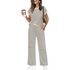 image:imageWIHOLL Two Piece Sets for Women Summer Spring Outfits Travel Cruise Resort Wear 2026 Beach Vacation Palazzo Pants SetBeige Black