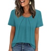 image:imageWIHOLL Women T Shirts Pleated Short Sleeve Tops Business Casual BlousesBlue