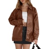 image:imageWIHOLL Womens Leather Jackets Faux Suede Oversized Fall Motorcycle Coats Fashion Winter Outfits Clothes Y2k TopsCaramel
