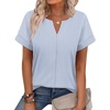 image:imageWIHOLL Womens Summer Tops 2026 Short Sleeve V Neck T Shirts Fashion Beach Vacation Clothes Business Casual OutfitsBlue White Stripes