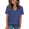 image:imageWIHOLL Womens Summer Tops Short Sleeve Basic Casual V Neck T Shirts Trendy Fashion 2026Dark Blue