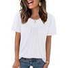 image:imageWIHOLL Womens Summer Tops Trendy Short Sleeve T Shirts Pleated Crewneck Tees Blouses Dressy Casual Outfits Fashion Clothing1white