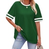 image:imageWIHOLL Womens T Shirts Loose Fit Short Sleeve Tees Crew Neck Color Block Summer Tops 2026 Fashion06  Deep Green