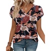 image:imageWIHOLL Womens Tops Dressy Casual Petal Sleeve Summer Spring Short Sleeve V Neck Shirts Work Business Vacation Clothes 2026Floral Black Flowers
