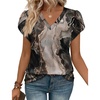 image:imageWIHOLL Womens Tops Dressy Casual Petal Sleeve Summer Spring Short Sleeve V Neck Shirts Work Business Vacation Clothes 2026Tie Dye Black