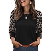 image:imageWIHOLL Womens Tops Summer 34 Sleeve with Buttons Dressy Casual Blouses Color Block Raglan Outfits Fashion Clothing 2026Black Leopard