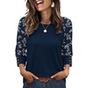 image:imageWIHOLL Womens Tops Summer 34 Sleeve with Buttons Dressy Casual Blouses Color Block Raglan Outfits Fashion Clothing 2026Blue Floral
