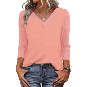 image:imageWIHOLL 34 Length Sleeve Womens Tops Lightweight Summer Fall OutfitsCoral