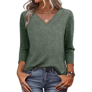 image:imageWIHOLL 34 Length Sleeve Womens Tops Lightweight Summer Fall OutfitsGreen