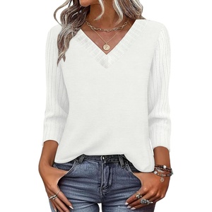 image:imageWIHOLL 34 Length Sleeve Womens Tops Lightweight Summer Fall OutfitsWhite