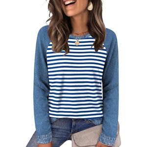 image:imageWIHOLL Long Sleeve Shirts for Women Crewneck Tops Fall Clothes Outfits 2026Imitation Denim Blue