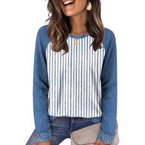 image:imageWIHOLL Long Sleeve Shirts for Women Crewneck Tops Fall Clothes Outfits 2026Imitation Denim Grey Blue