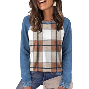 image:imageWIHOLL Long Sleeve Shirts for Women Crewneck Tops Fall Clothes Outfits 2026Plaid Khaki