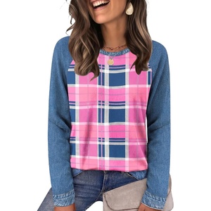 image:imageWIHOLL Long Sleeve Shirts for Women Crewneck Tops Fall Clothes Outfits 2026Plaid Pink