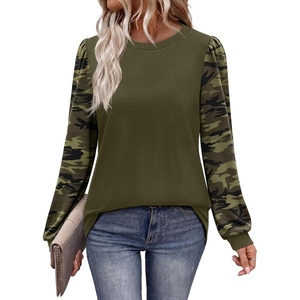 image:imageWIHOLL Long Sleeve Shirts for Women Fall Fashion Tops Trendy Color BlockArmy Green