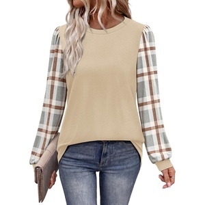 image:imageWIHOLL Long Sleeve Shirts for Women Fall Fashion Tops Trendy Color BlockBeige