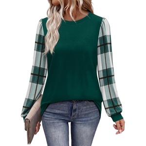 image:imageWIHOLL Long Sleeve Shirts for Women Fall Fashion Tops Trendy Color BlockGreen