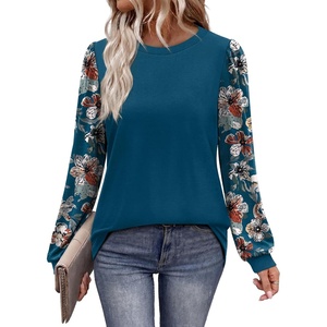 image:imageWIHOLL Long Sleeve Shirts for Women Fall Fashion Tops Trendy Color BlockTeal