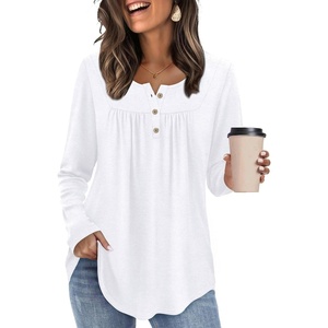 image:imageWIHOLL Long Sleeve Shirts for Women Fall Outfits 2025 Crewneck Casual Tunic Tops Trendy Blouses Fashion Clothing0white