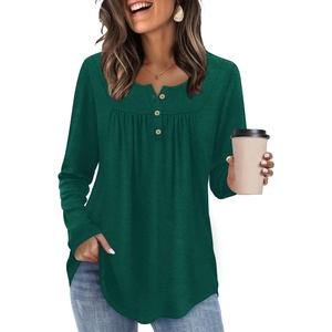 image:imageWIHOLL Long Sleeve Shirts for Women Fall Outfits 2025 Crewneck Casual Tunic Tops Trendy Blouses Fashion Clothing4green