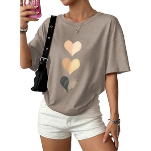 image:imageWIHOLL Oversized Tshirts for Women Summer Crew Neck Short Sleeve Graphic Tees Casual Loose Fit Workout Tops 2026Heart Shaped Print