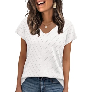 image:imageWIHOLL Short Sleeve Sweater for Women V Neck Trendy Summer Tops 2026 Beach Vacation Clothes Travel Business Casual OutfitsWhite