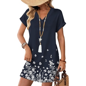 image:imageWIHOLL Summer Dresses for Women Casual Tshirt Dress Midi Dresses Fashion Beach Vacation ClothesNavy Floral
