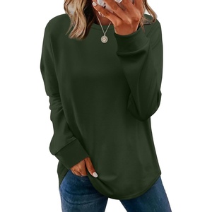 image:imageWIHOLL Sweatshirt for Women Crewneck Long Sleeve Shirts Curved Hem Lightweight Sweaters Fall Clothes 2025Green