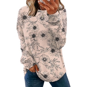 image:imageWIHOLL Sweatshirt for Women Crewneck Long Sleeve Shirts Curved Hem Lightweight Sweaters Fall Clothes 2025Print Beigie